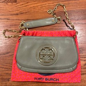 Tory Burch crossbody - tan/gray and gold